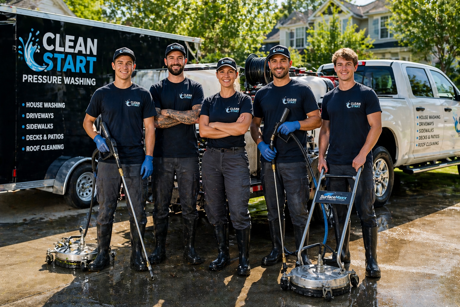 Clean Start Pressure Washing crew
